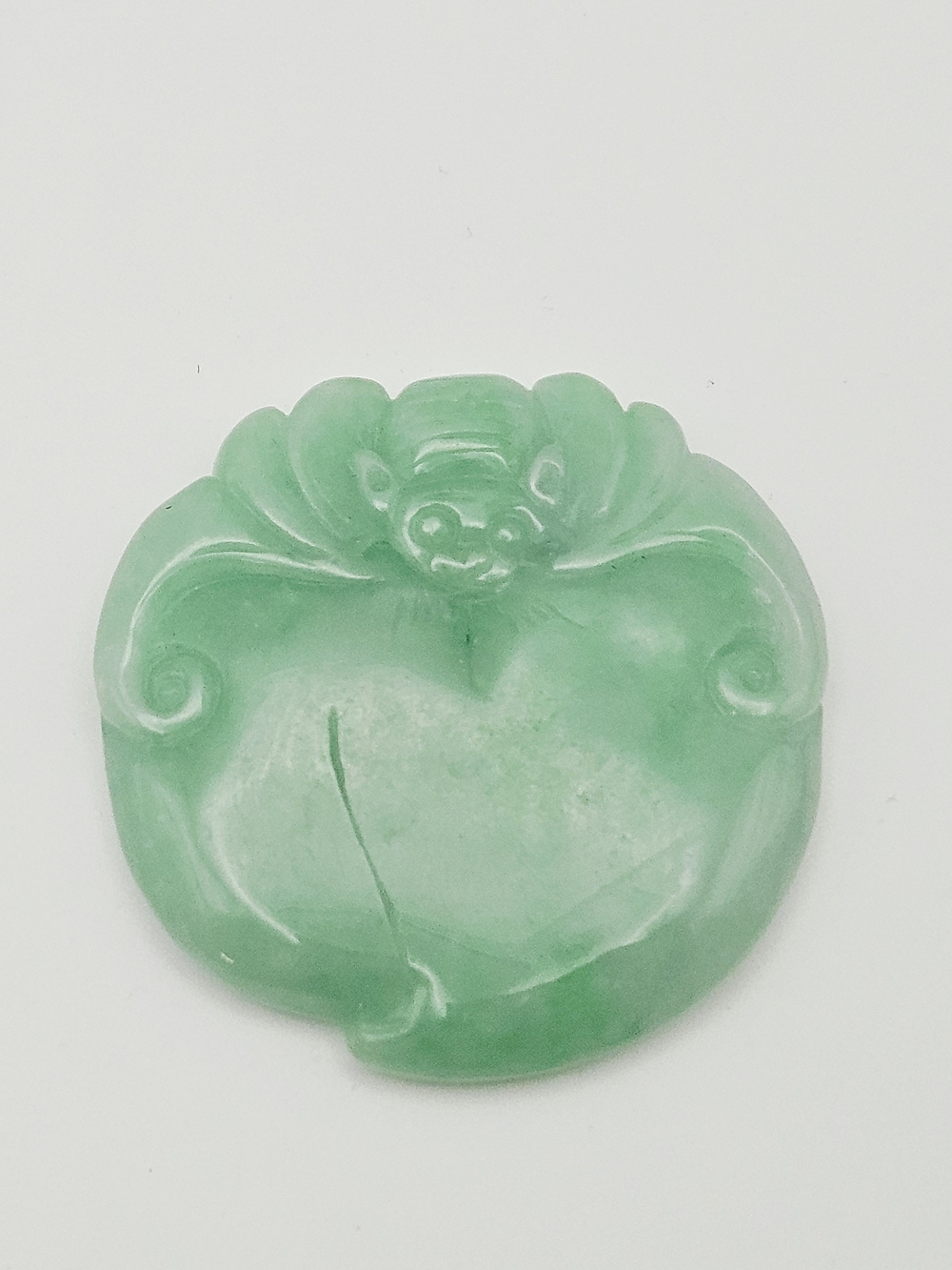 Carved Green Jade Bat Pendant